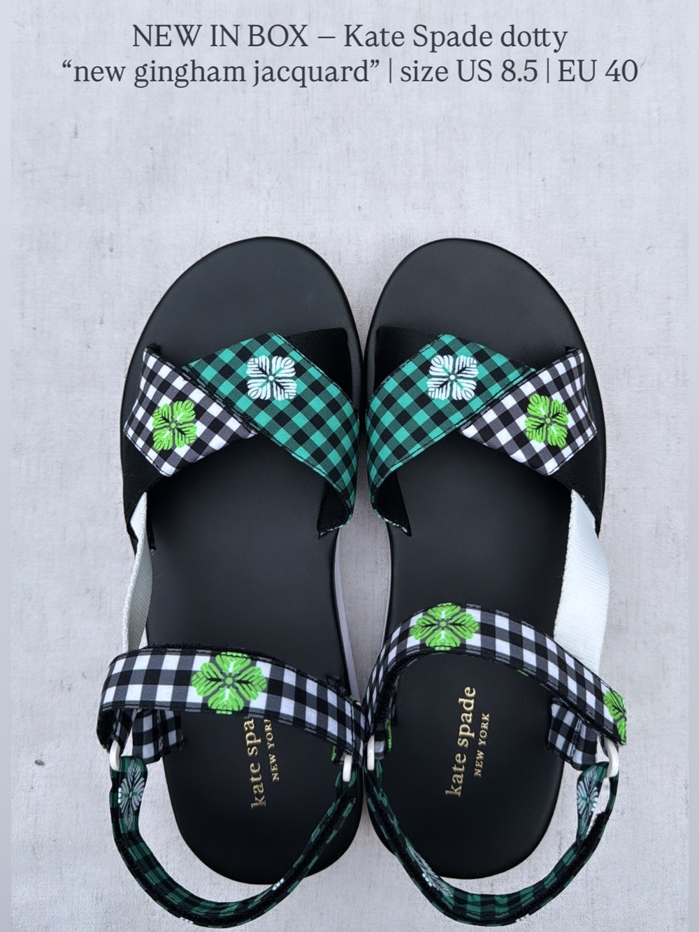 NEW Kate Spade dotty new gingham jacquard sandals - Picture 10 of 10